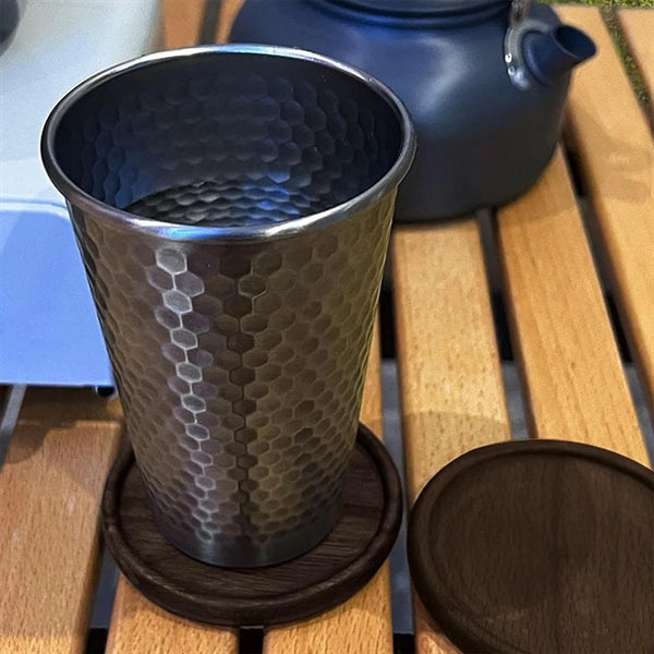 Portable Stainless Steel Hammered Mug