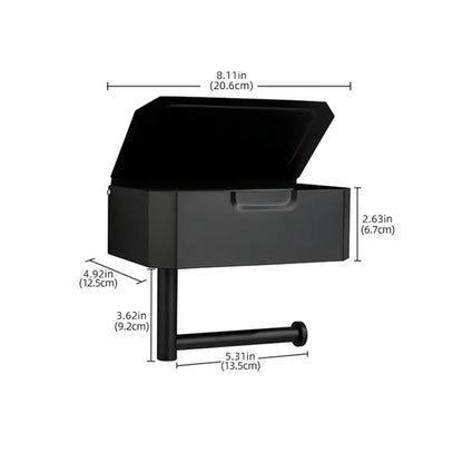Toilet Paper Holder with Shelf and Storage