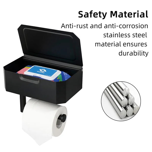 Toilet Paper Holder with Shelf and Storage