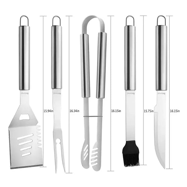 19 PCS Stainless Steel BBQ Grill Tools Set