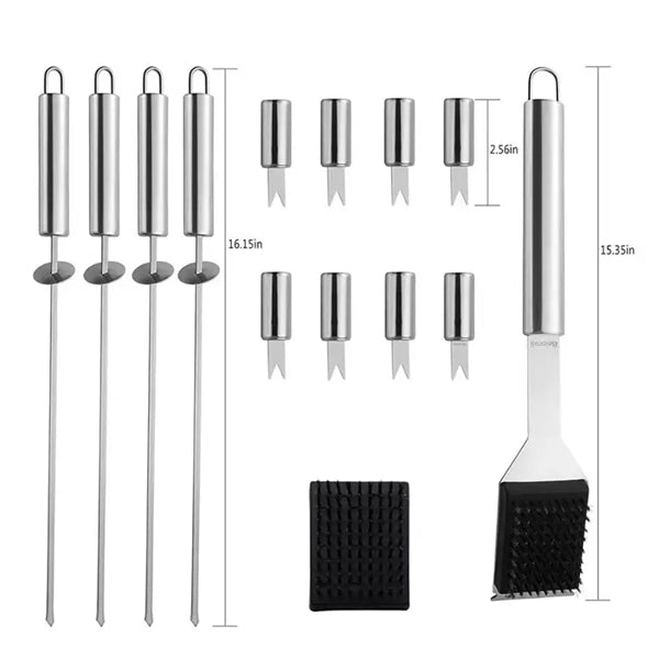 19 PCS Stainless Steel BBQ Grill Tools Set