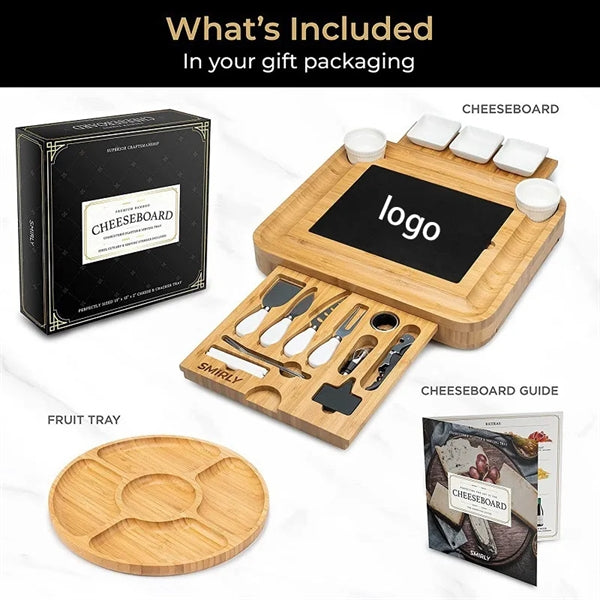 Bamboo Cheese Boards Charcuterie Gift Set