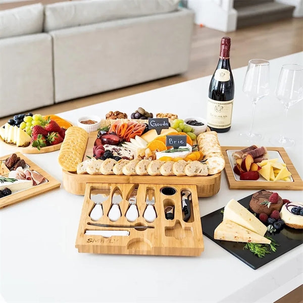 Bamboo Cheese Boards Charcuterie Gift Set