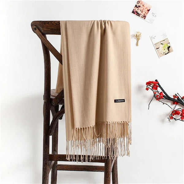 Women Elegant Winter Warm Wrap Scarf Pashmina With Tassel
