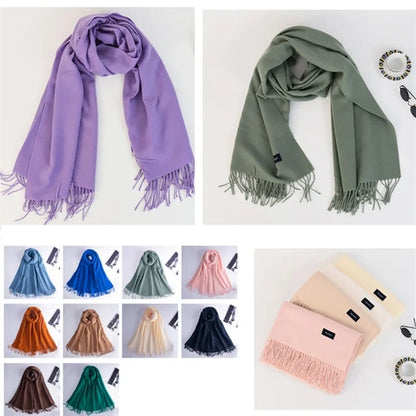 Women Large Soft Solid Shawl Pashmina Wrap Scarf