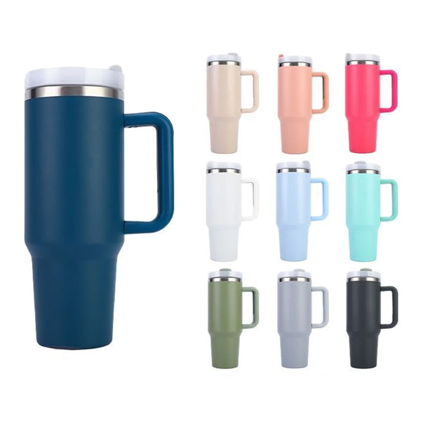 40oz Straw Thermos Cup With Handle