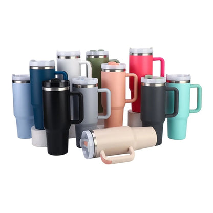 40oz Straw Thermos Cup With Handle