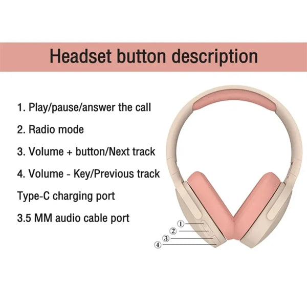 Wireless Bluetooth Headset with Deep Bass Hi-Fi Stereo Sound