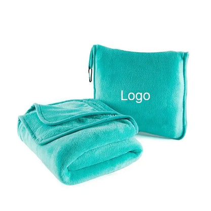 2 in 1 Airplane Travel Throw Blanket in Carabiner Pouch