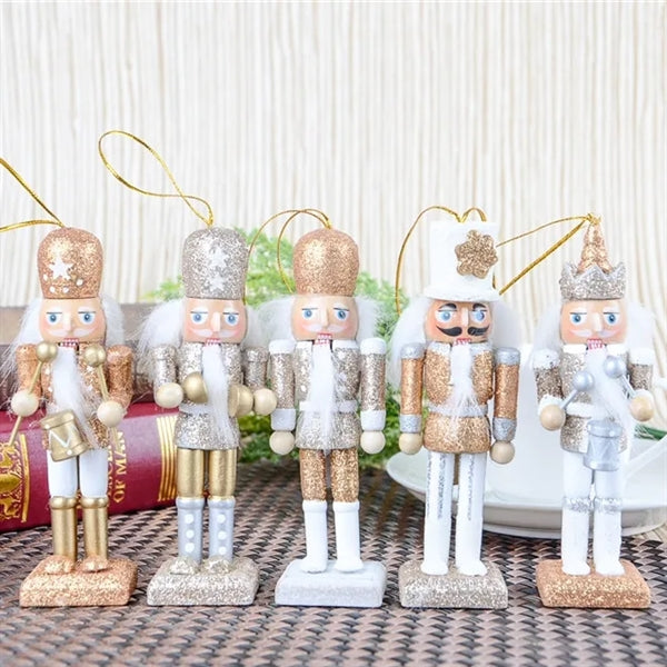 5in Christmas Wooden Nutcracker Ornaments 1 Set of 5pcs