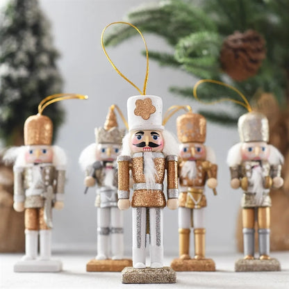 5in Christmas Wooden Nutcracker Ornaments 1 Set of 5pcs