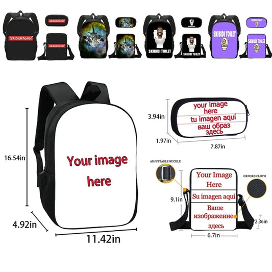 Large-Capacity Student Fashion Backpack Three-Piece Set