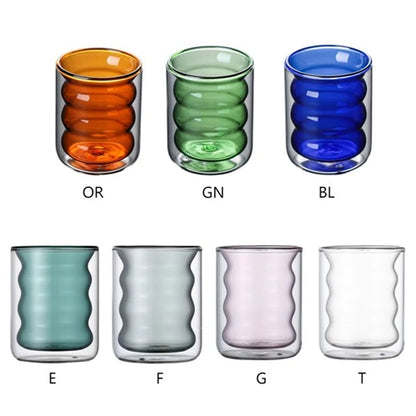 Irregular Wave Double Insulated Glass Mug