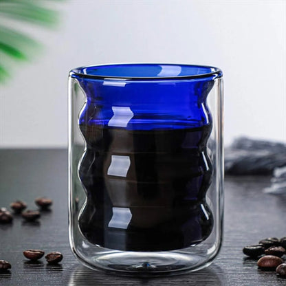Irregular Wave Double Insulated Glass Mug