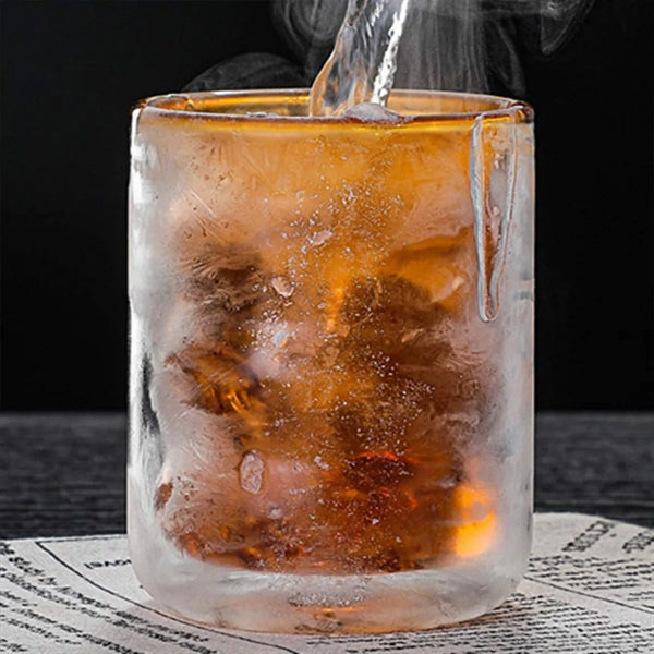 Irregular Wave Double Insulated Glass Mug
