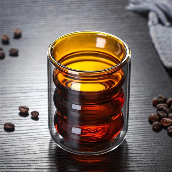 Irregular Wave Double Insulated Glass Mug