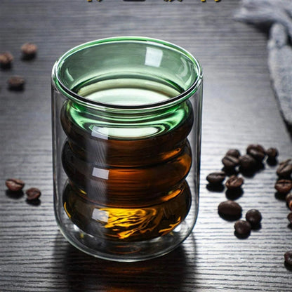 Irregular Wave Double Insulated Glass Mug
