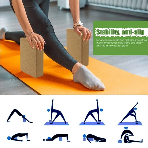 9"x6"x3" Natural Cork Yoga Block