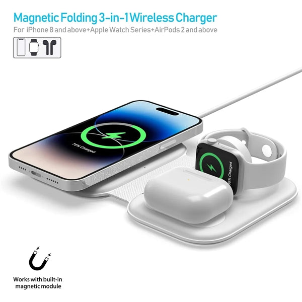 3 in 1 Magnetic Foldable Wireless Charger