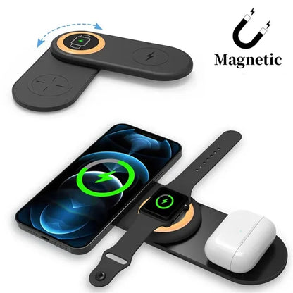 3 in 1 Foldable Magnetic Travel QI Wireless Charger