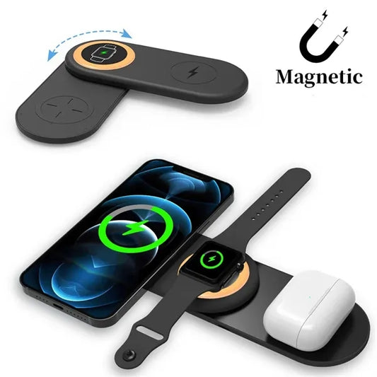 3 in 1 Foldable Magnetic Travel QI Wireless Charger