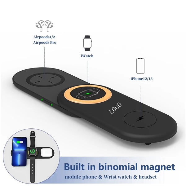 3 in 1 Foldable Magnetic Travel QI Wireless Charger