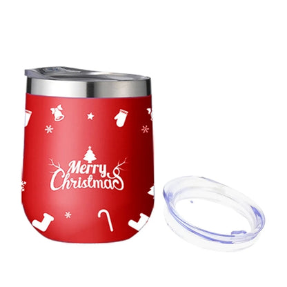 12oz Insulated Chrismas Wine Tumbler with Lid