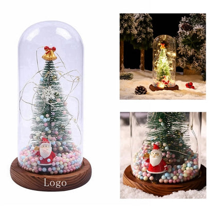 Christmas Tree in Glass Dome, Warm Led String Lights,