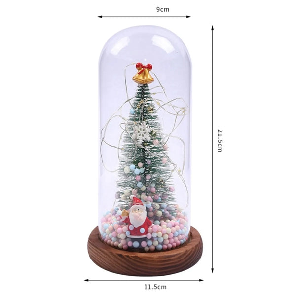 Christmas Tree in Glass Dome, Warm Led String Lights,
