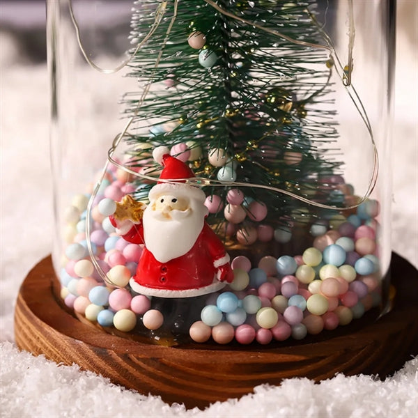 Christmas Tree in Glass Dome, Warm Led String Lights,