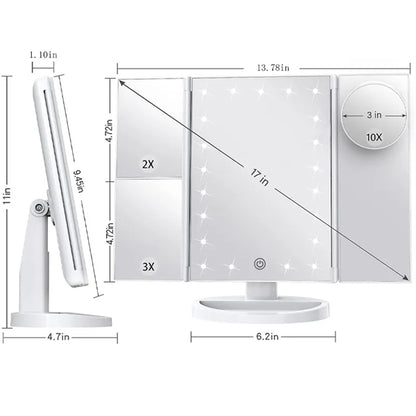 Tri-Fold Makeup Mirror Vanity with Lights