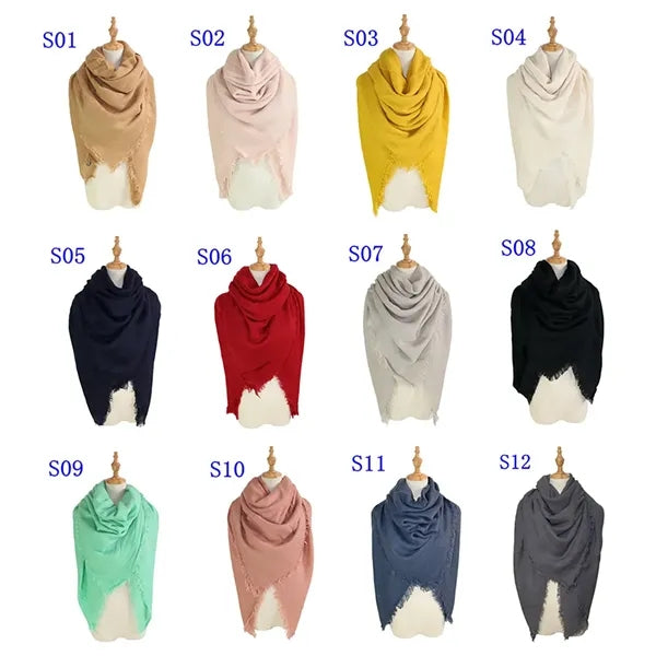 Solid Color Square Scarf Wrap