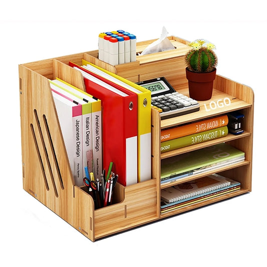 Wooden Desk Organizer File Sorter Document Rack