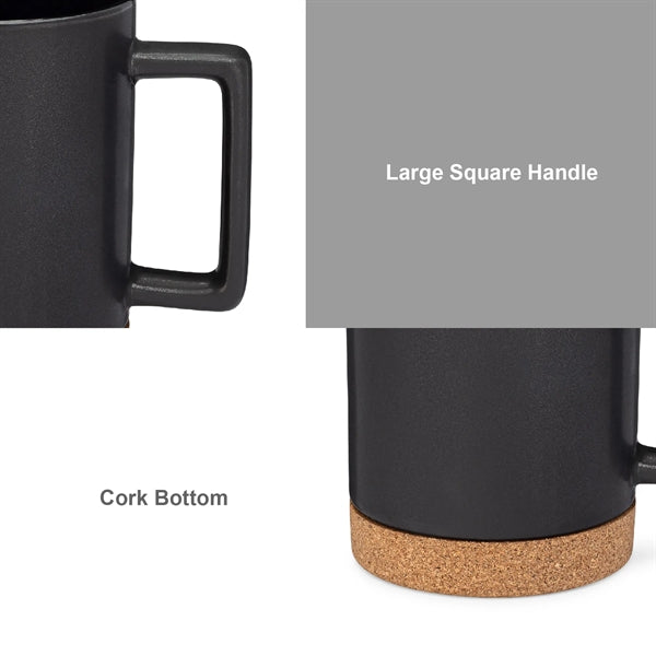 14 oz. Cork Base Ceramic Dishwasher-Safe Mug w/ Lid & Handle