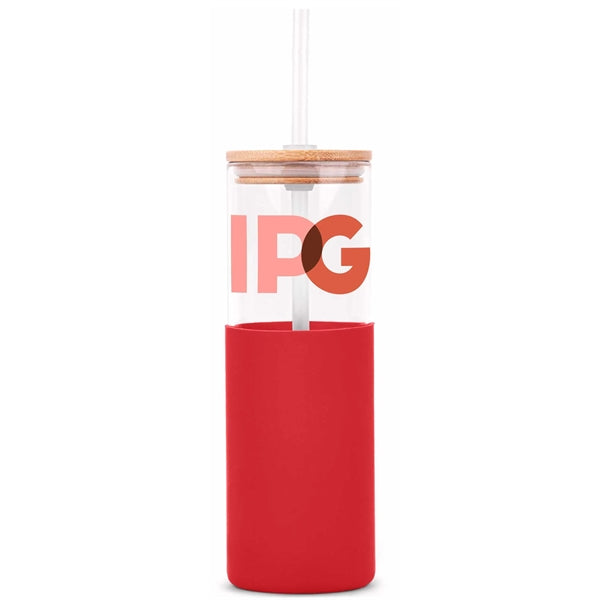 18oz. Glass Tumbler with Bamboo Lid, Straw & Silicone Sleeve