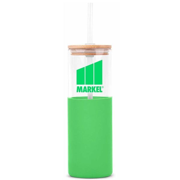 18oz. Glass Tumbler with Bamboo Lid, Straw & Silicone Sleeve