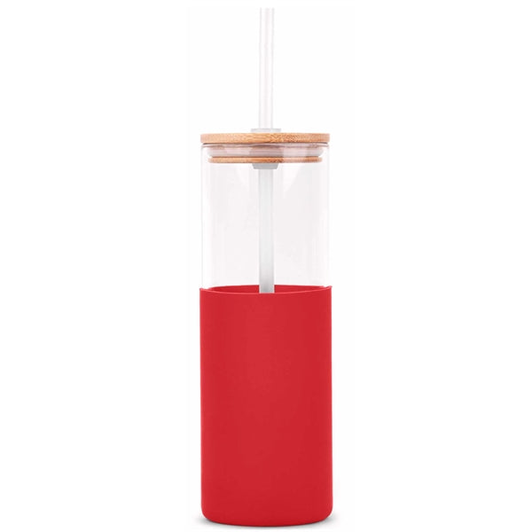 18oz. Glass Tumbler with Bamboo Lid, Straw & Silicone Sleeve