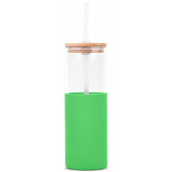 18oz. Glass Tumbler with Bamboo Lid, Straw & Silicone Sleeve