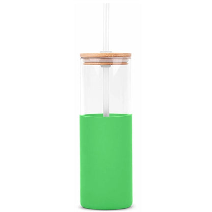 18oz. Glass Tumbler with Bamboo Lid, Straw & Silicone Sleeve