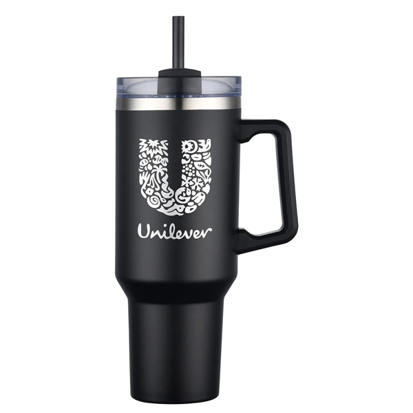 40 oz. Double Wall Tumbler With Handle and Straw
