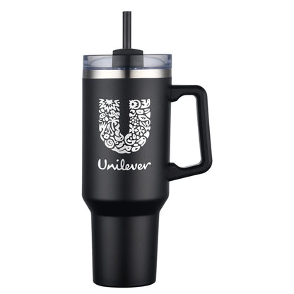 40 oz. Double Wall Tumbler With Handle and Straw