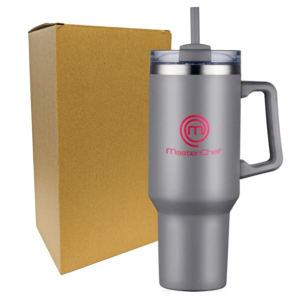 40 oz Double Wall Tumbler with Handle and Straw