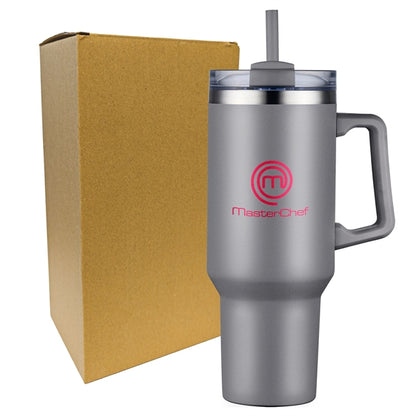 40 oz Double Wall Tumbler with Handle and Straw