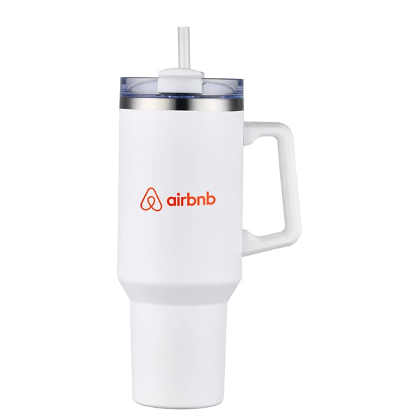 40 oz Double Wall Tumbler with Handle and Straw