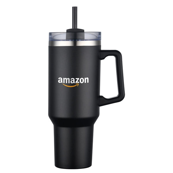 40 oz Double Wall Tumbler with Handle and Straw