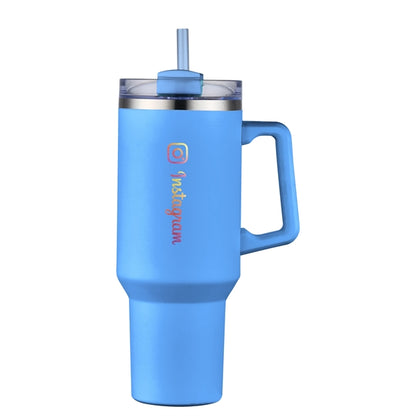 40 oz Double Wall Tumbler with Handle and Straw