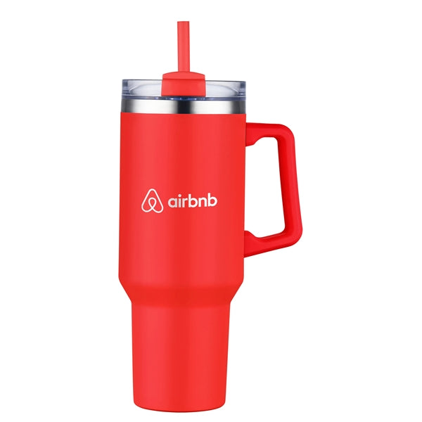 40 oz Double Wall Tumbler with Handle and Straw