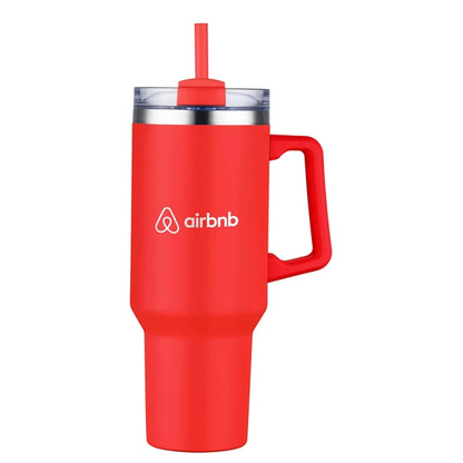 40 oz Double Wall Tumbler with Handle and Straw