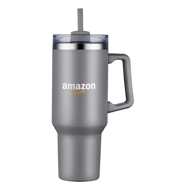 40 oz Double Wall Tumbler with Handle and Straw