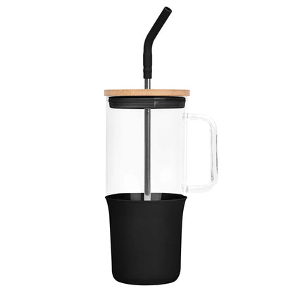 32oz. Glass Tumbler with Handle and Straw